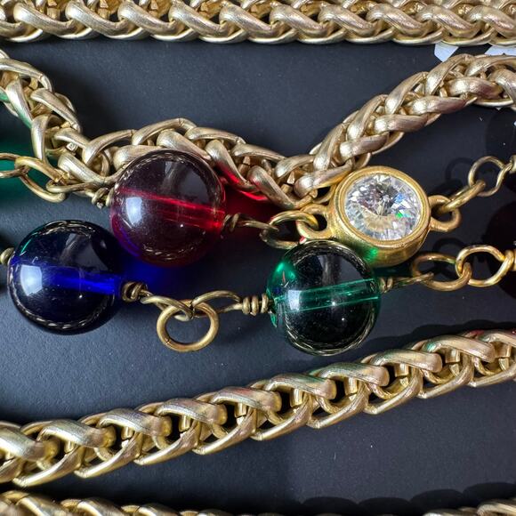 Chanel Vintage Green Red Blue Gripoix Sautoir Necklace Belt 72" 1980s Authentic - Picture 2 of 5